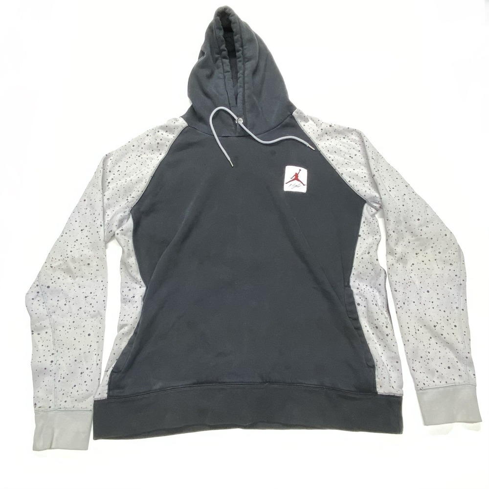 Air Jordan Sweater Mens XL Retro 4 Hoodie 821903-010 Black Cement Flight Logo